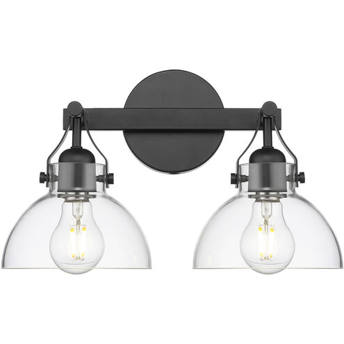 None 2 Light 14.5 inch Matte Black Bathroom Vanity Light Wall Light